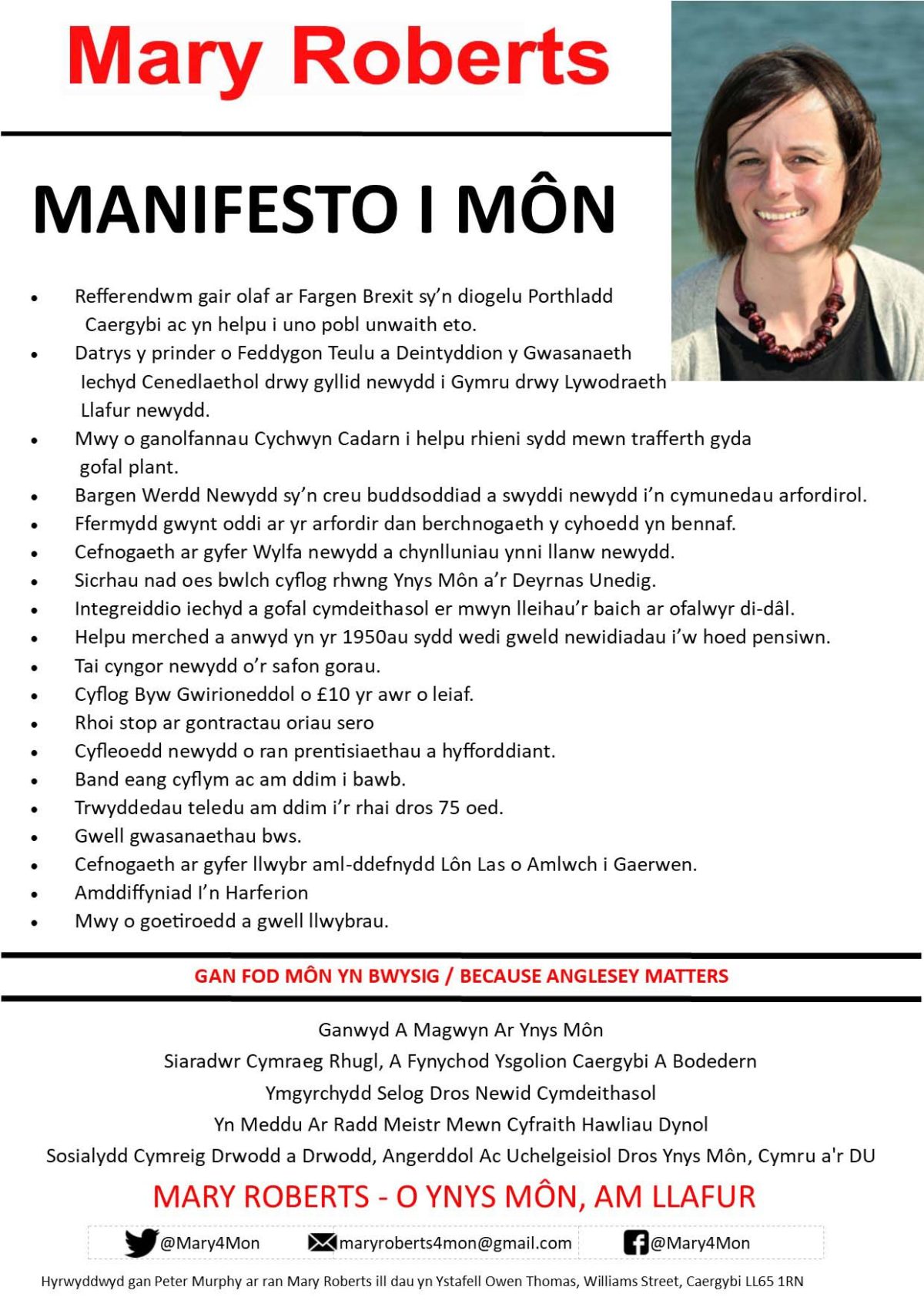 Mary Roberts Manifesto i Môn